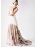Strapless Sweetheart Neckline Ivory Chiffon Champagne Sequin Wedding Dress